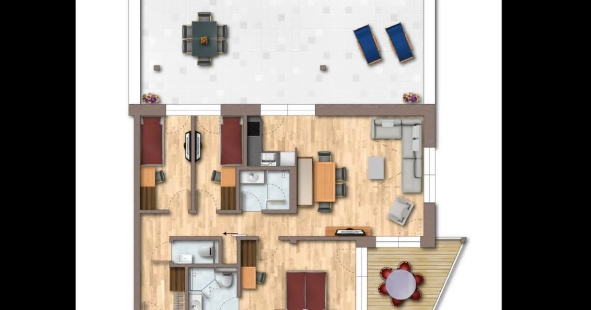 Grundriss eines Zimmers in einem Apartment in Kaprun